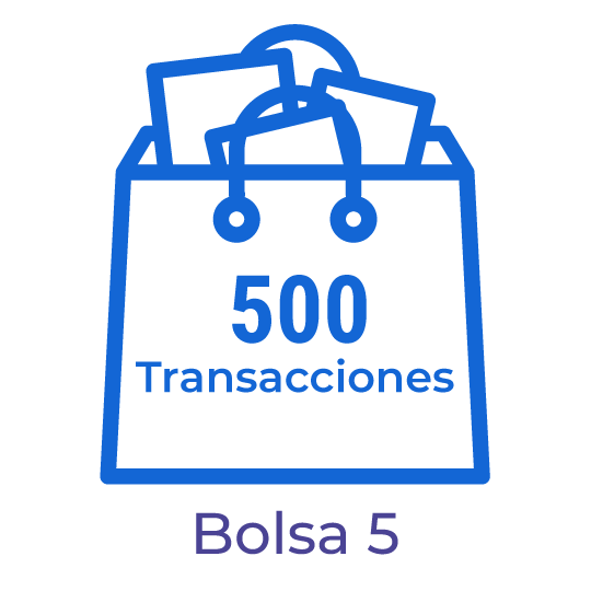 Bolsa con 500 transacciones para el procesamiento de documentos electrónicos.