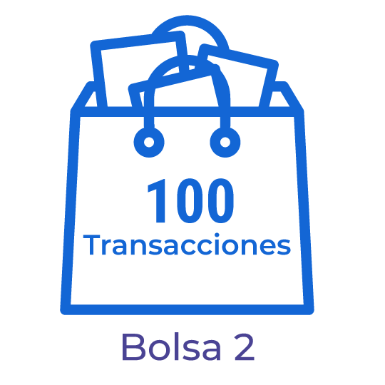Bolsa con 100 transacciones para el procesamiento de documentos electrónicos.