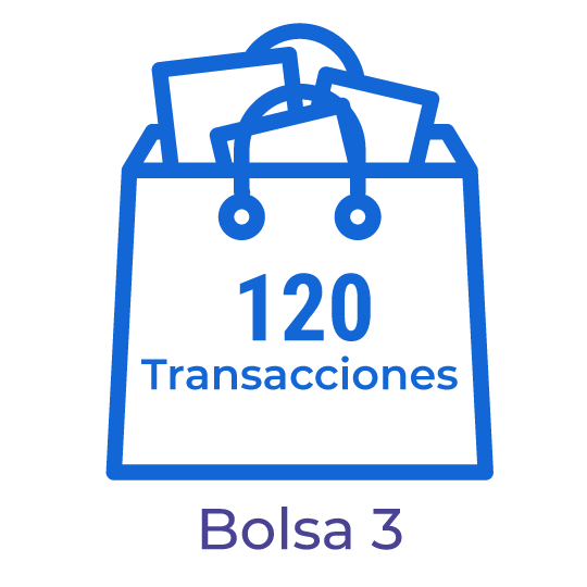 Bolsa con 120 transacciones para el procesamiento de documentos electrónicos.