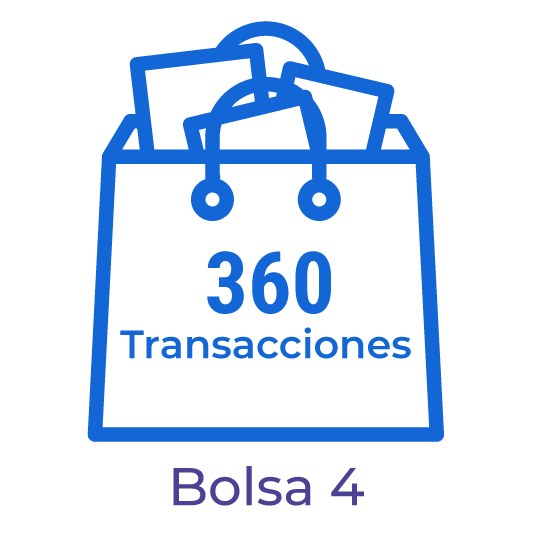 Bolsa con 360 transacciones para el procesamiento de documentos electrónicos.